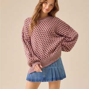Altar'd State Pink and Brown Oversized Sweater NWT